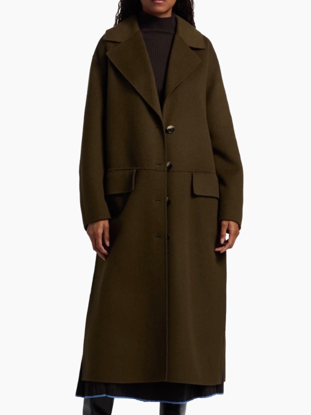 Proenza Schouler White Label Tammy Double-Face Wool Coat Fatigue SZ L